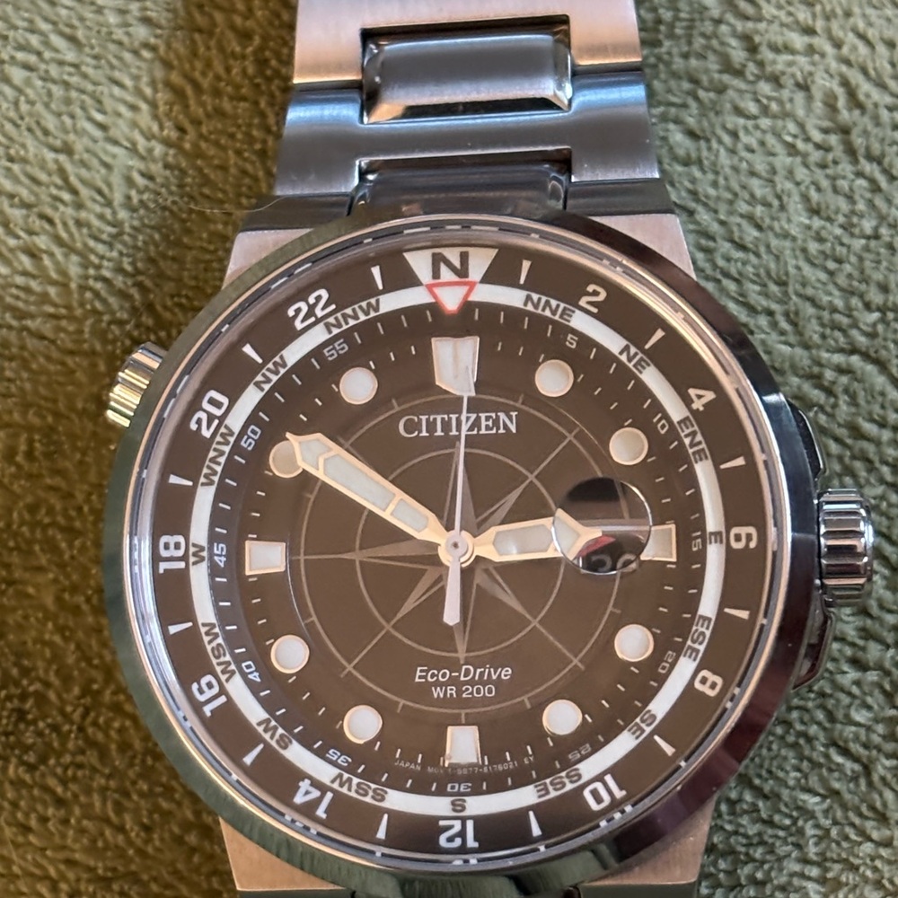 Citizen Endeavor Black and Silver Watch with Stainless Steel Band